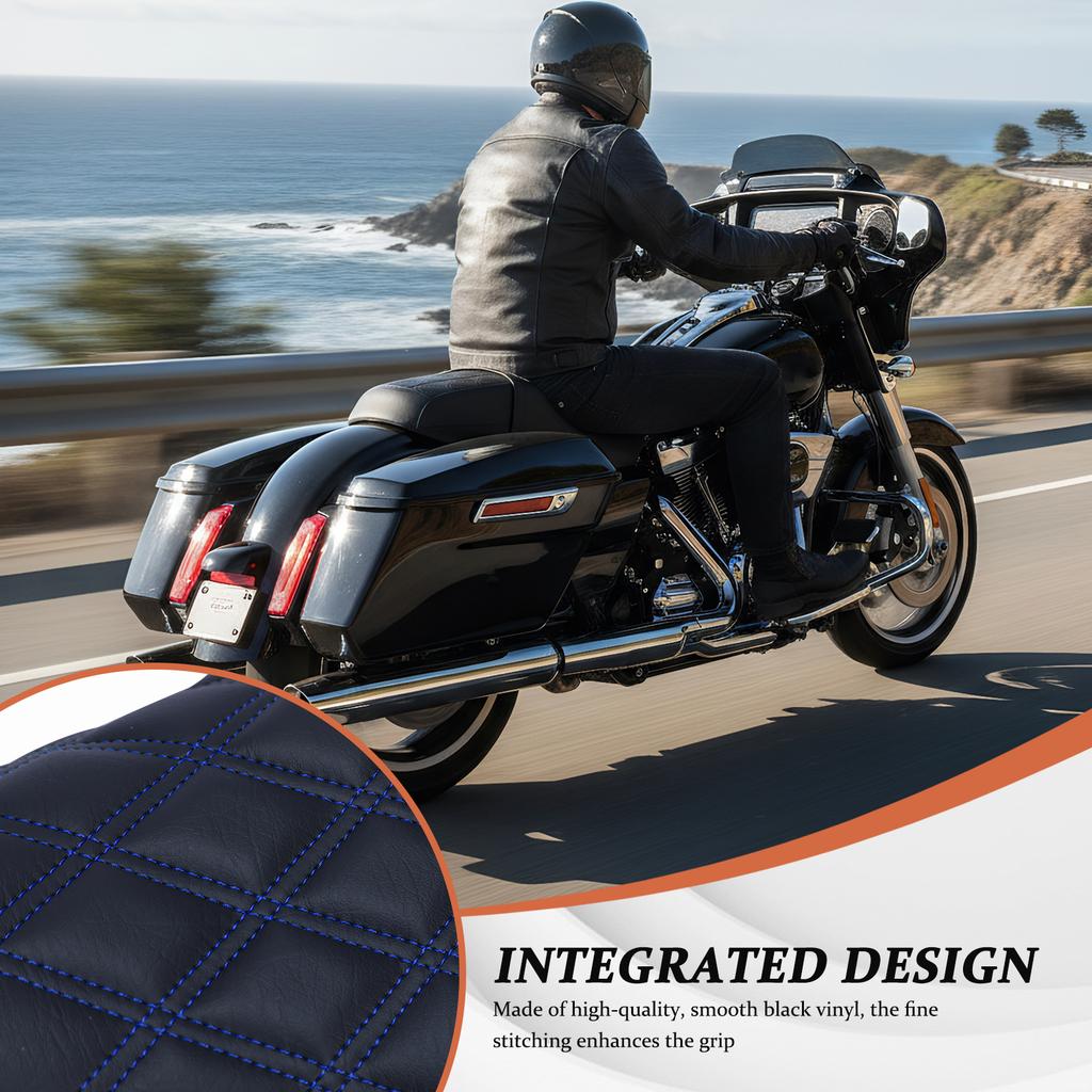Driver Passenger Two-Up Seat Stepped Type with Diamond Pattern Stitching for Harley CVO Road Glide Street Glide Ultra FLHXU