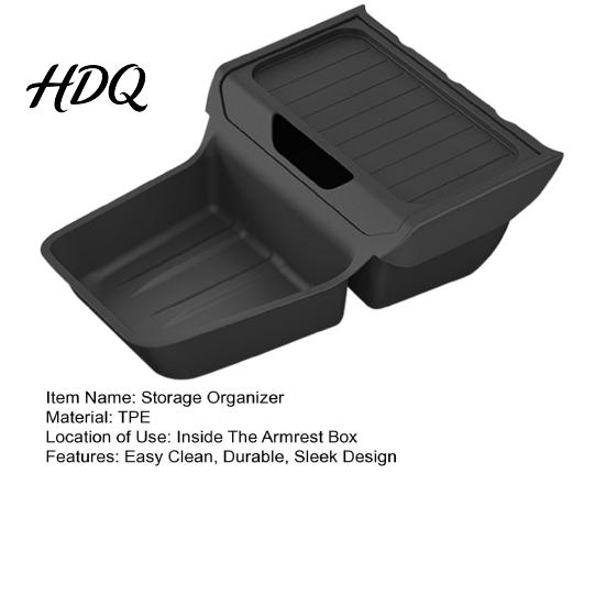 Rear Trunk Storage Bucket under Screen Organizer for Tesla Model Y Center Console Box Dual-section Armrest Tray 2025 2026 Accessories