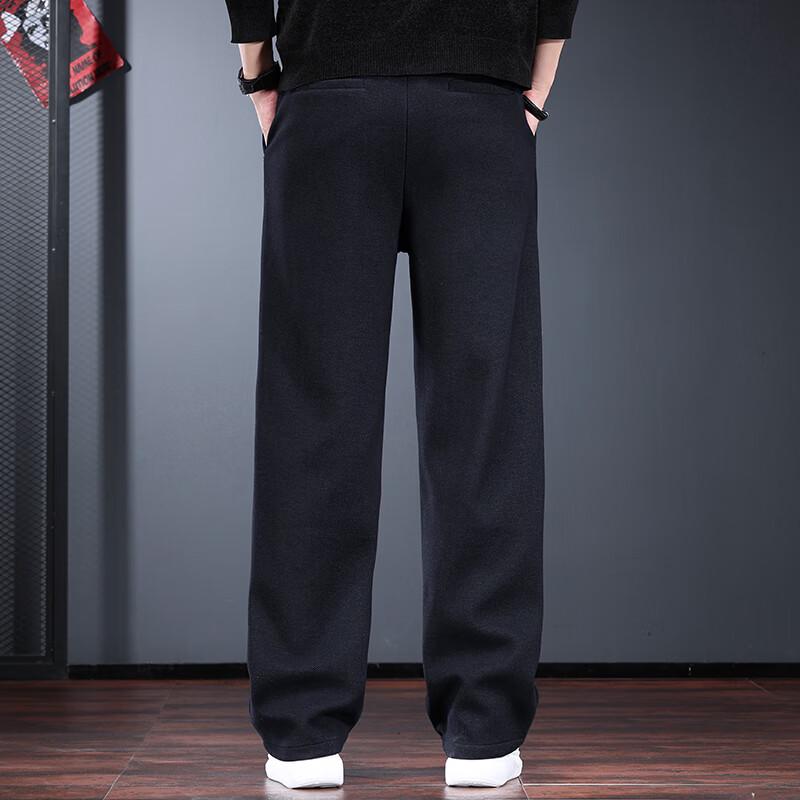 Men's Wool Blend Straight-Leg Casual Trousers