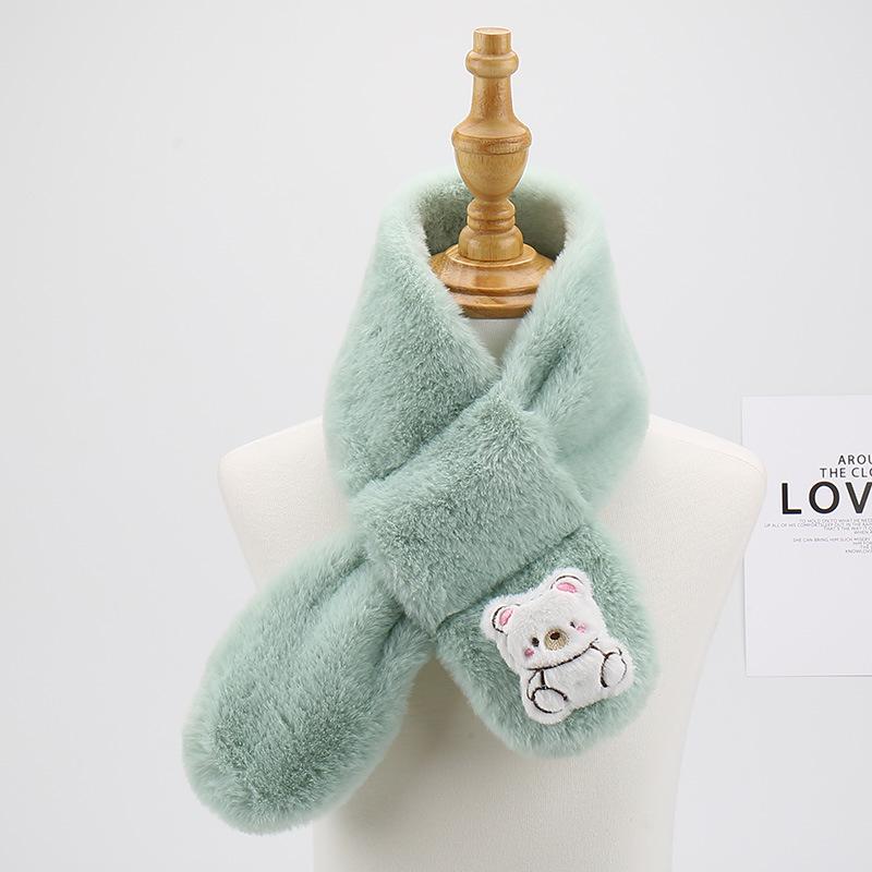 2025 Autumn/Winter Plush Faux Rabbit Fur Children's Parent-Child Cartoon Scarf - Korean Style Baby Neck Warmer