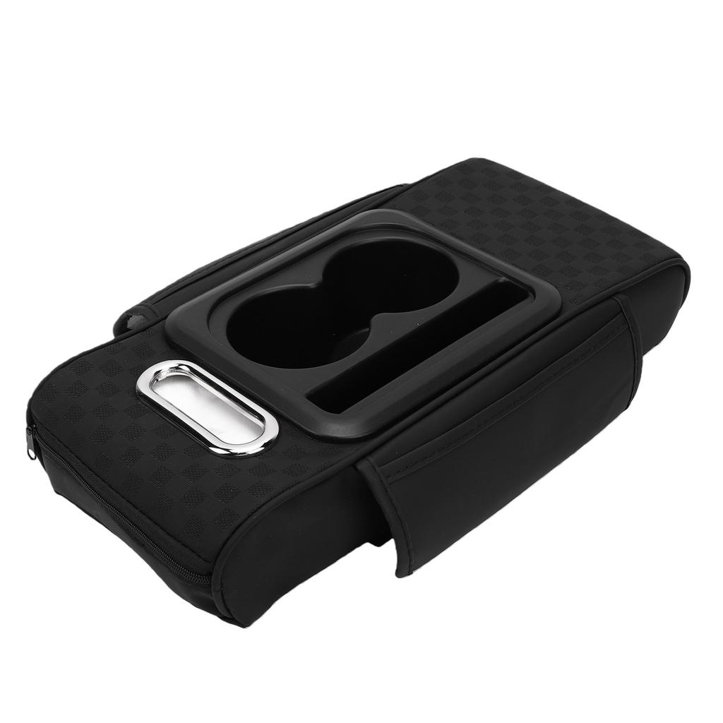 Car Center Console Armrest Cushion with Storage Pockets Cup Holder and Tissue Box Holder Multifunctional Center Console