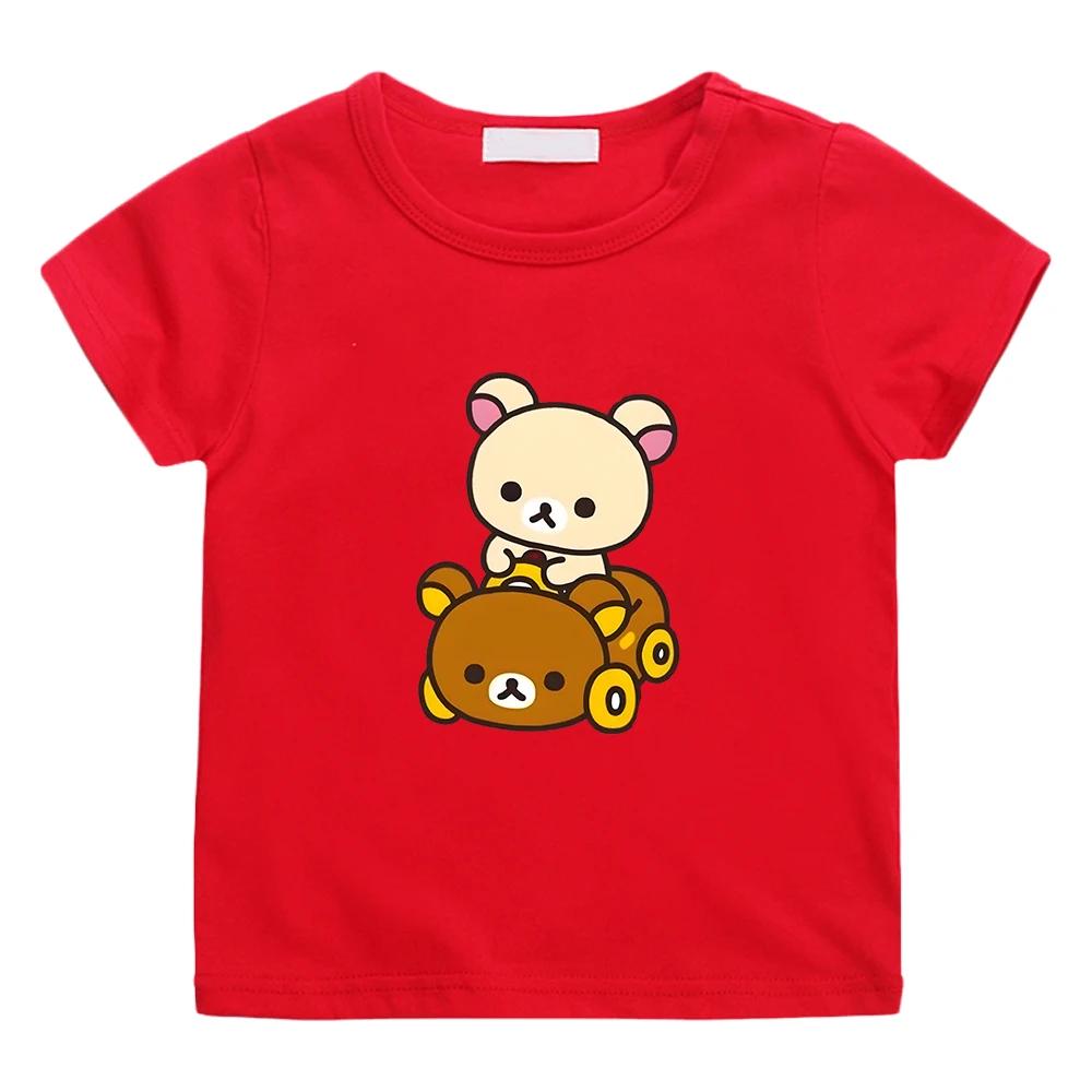 Rilakkuma Bear Kawaii Printing Tshirt 100 Cotton Short Sleeve Casual Teeshirt Funny Cartoon Graphic Print Tshirts Comfortable