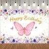 1 Item Watercolor-style Butterfly-themed Birthday Party Decoration - 5 Feet by 3 Feet Backdrop Fabric Banner