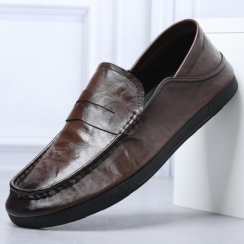 Genuine leather Doudou shoes men's shoes  new loafer tide shoes men's Korean version versatile one-pedal driving casual leather shoes