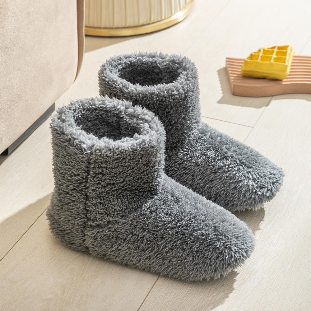Japanese-Style High Heel Winter Boots & Indoor Plush Slippers for Women