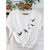 European Size Women'S Modern Style Short-Sleeved T-Shirt with Soaring Swallows Pattern | Casual, Cute, Fashionable