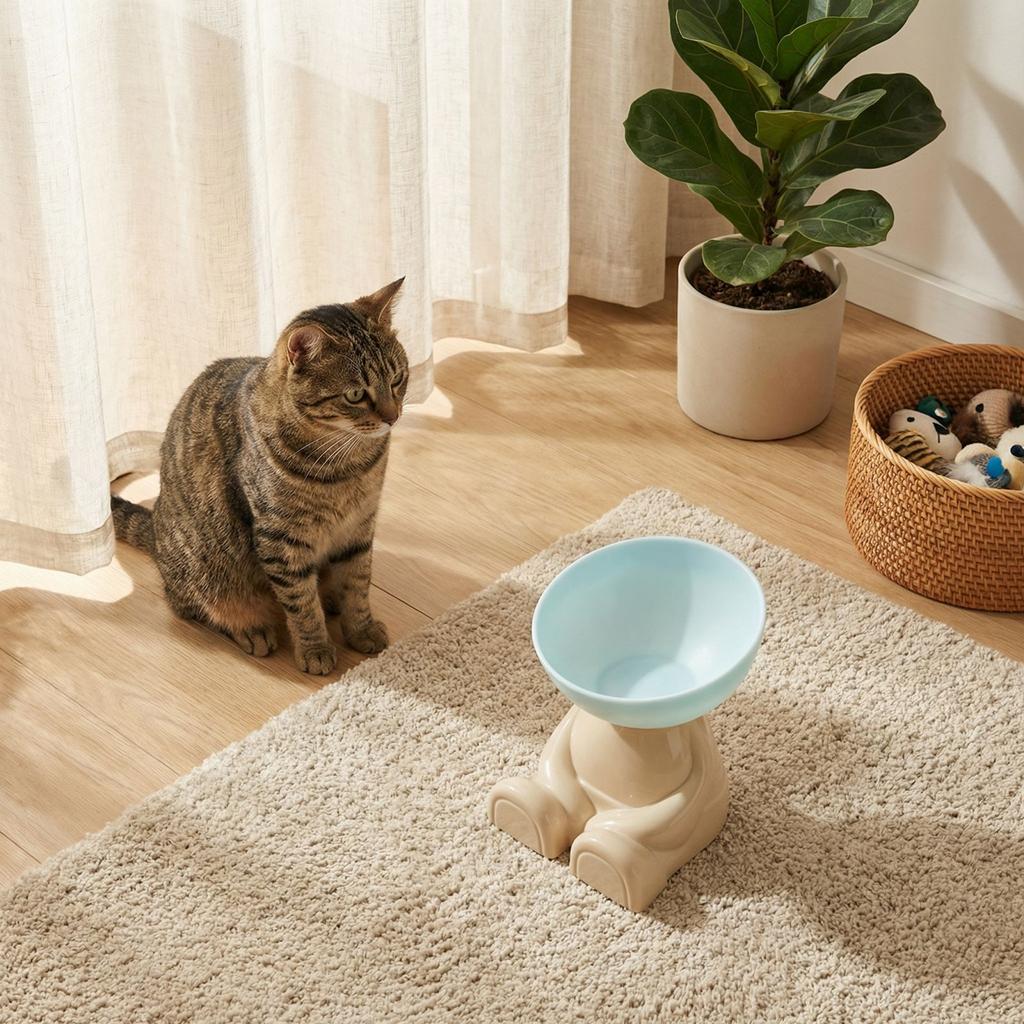 Erhöhte Futterschale für Haustiere mit Nackenstütze, große Kapazität, Katzennapf für Katzen