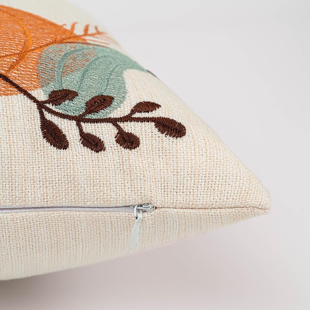 Autumn Maple Leaf Pumpkin Embroidered Pillow Living Room Sofa Cushion Back To Pillow Thanksgiving Halloween Decoration Pillow Case
