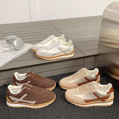 Genuine Leather Vintage Women's Autumn New Platform Sports Leisure Jogging Shoes Are Fashionable and Versatile