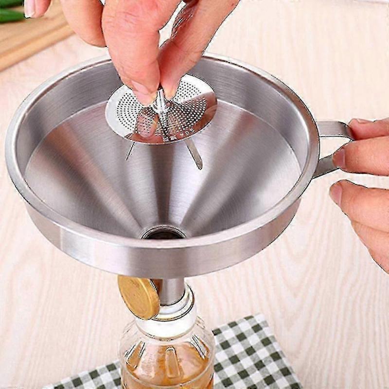 Stainless Steel Kitchen Funnel With Stainless Steel Strainer Filter