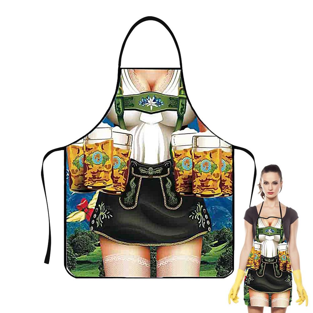 Oktoberfest Apron Personality Sexy Kitchen Waterproof Apron For Woman Delantal Cocina Hombre Barista BBQ Funny Muscle Apron Bibs