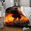 Soldier With Backpack And Gun In Flames Blanket With Customizable Name Four Seasons Comfortable Shawl Blanket Suitable For Home Travel Camping Office