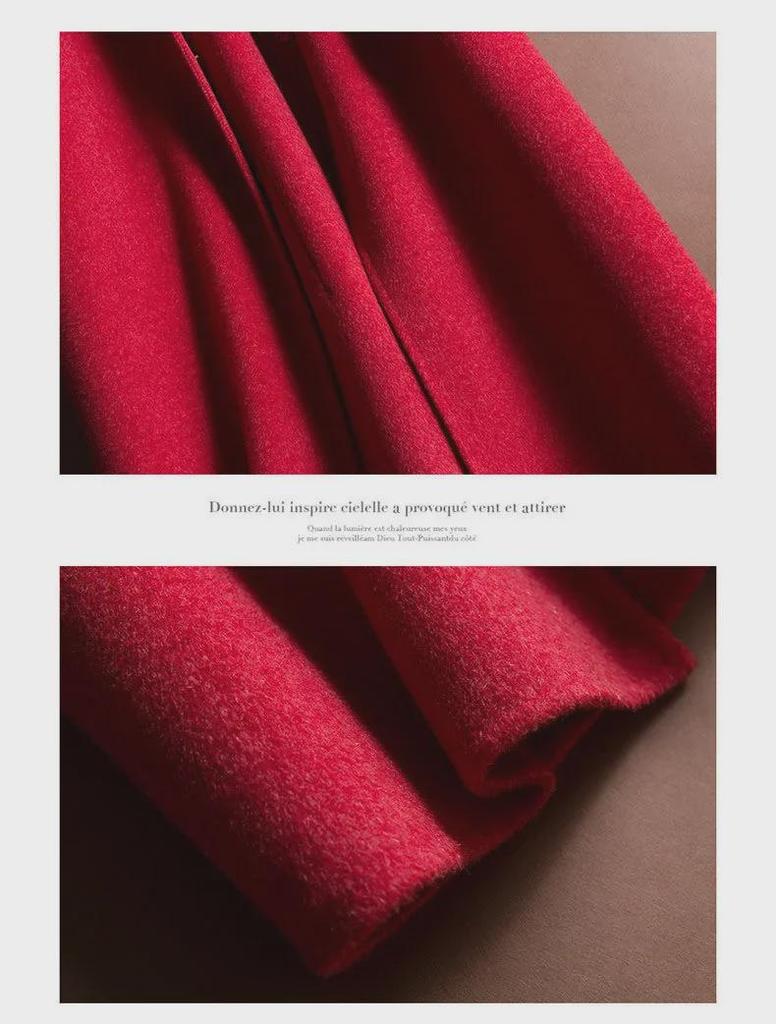 Women's Korean Style Woolen Coat - Autumn/Winter Doll Collar Mid-Length Jacket
