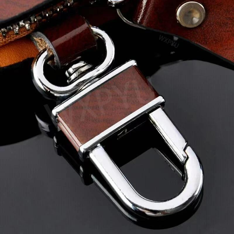 CLVN6 1Pcs Leather Wood Grain Car Key Cover Keychain Case For Ford ST Line Focus X 2 3 Mondeo Fiesta Kuga MK2 MK3 MK4 Auto Accessories