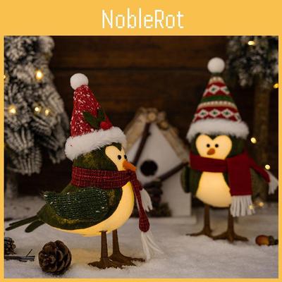 Entzückende weihnachtliche LED-Vogelfigur mit buntem Hut, perfekt für Feiertagsdekorationen und Geschenke