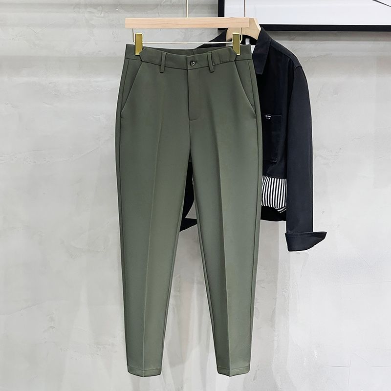 New Spring and Autumn Leisure Business High End Korean Fashion High Waist Pocket Slim Fit Straight Oversized Men's Pants