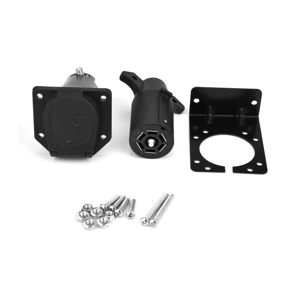 7 Pin Car Trailer Plug Socket Bracket Set Adapter Connector for Caravan Towbar Towing 12V