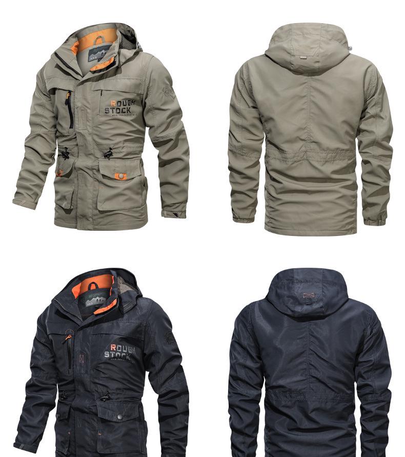 Men's Mid-Length Casual Hooded Plus Size Jacket for Spring and Autumn.