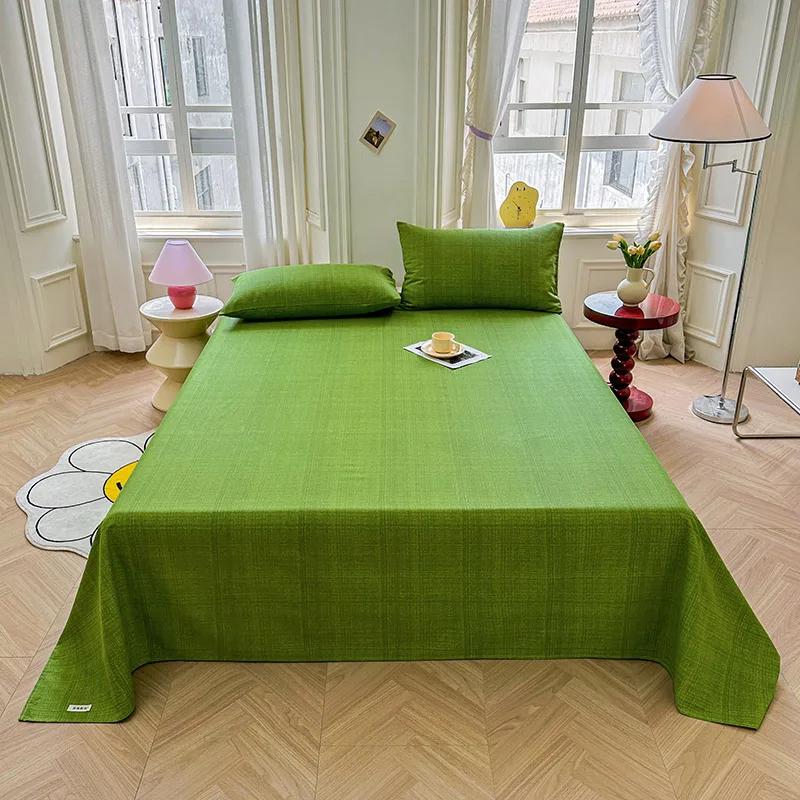 Simple Black White Checkered Pattern Bed Sheet Set 100% Cotton Skin-friendly Breathable Thicken Flat Sheet with 2 Pillowcases