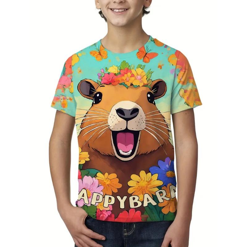 Cute Cartoon Capybara Graphic T Shirt Men Women 2025 Summer New Animal Capybara T-Shirts Casual Oversized Kids Boys Tees Tops