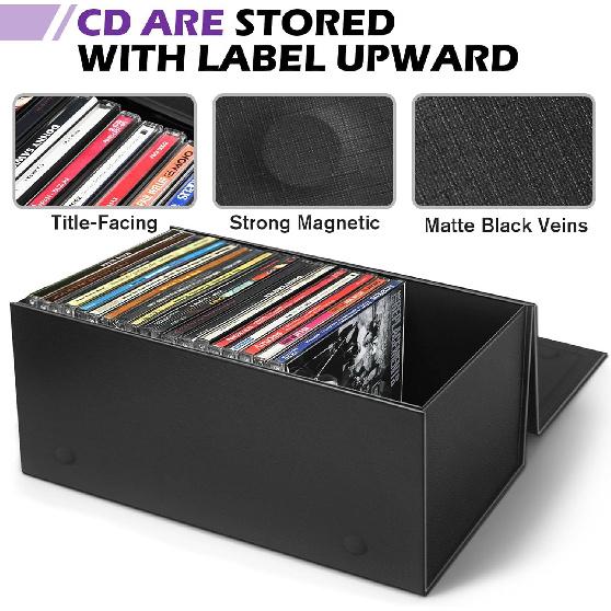 CD Storage Box, CD Holder Store 30 Jewel Cases, Disc Holder Media Storage Organizer