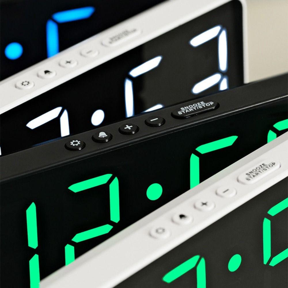 Wall-mounted Electronic Wall Clock Temperature Multi-functional Digital LED Clocks DST 12/24H Display Table Clock for Bedroom