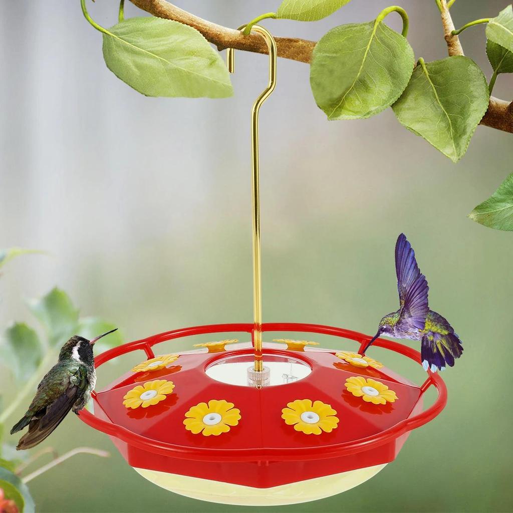 Hummingbird Feeder with 8 Feeding Hanging Bird Feeder Ant and Bee Proof Flower Shape Hummingbird Feeder for Garden Outdoor