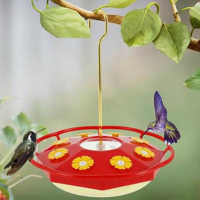 Kolibri-Futterspender mit 8 Futterstellen, hängender Vogelfutterspender, ameisen- und bienensicher, Kolibri-Futterspender in Blumenform für den Garten im Freien