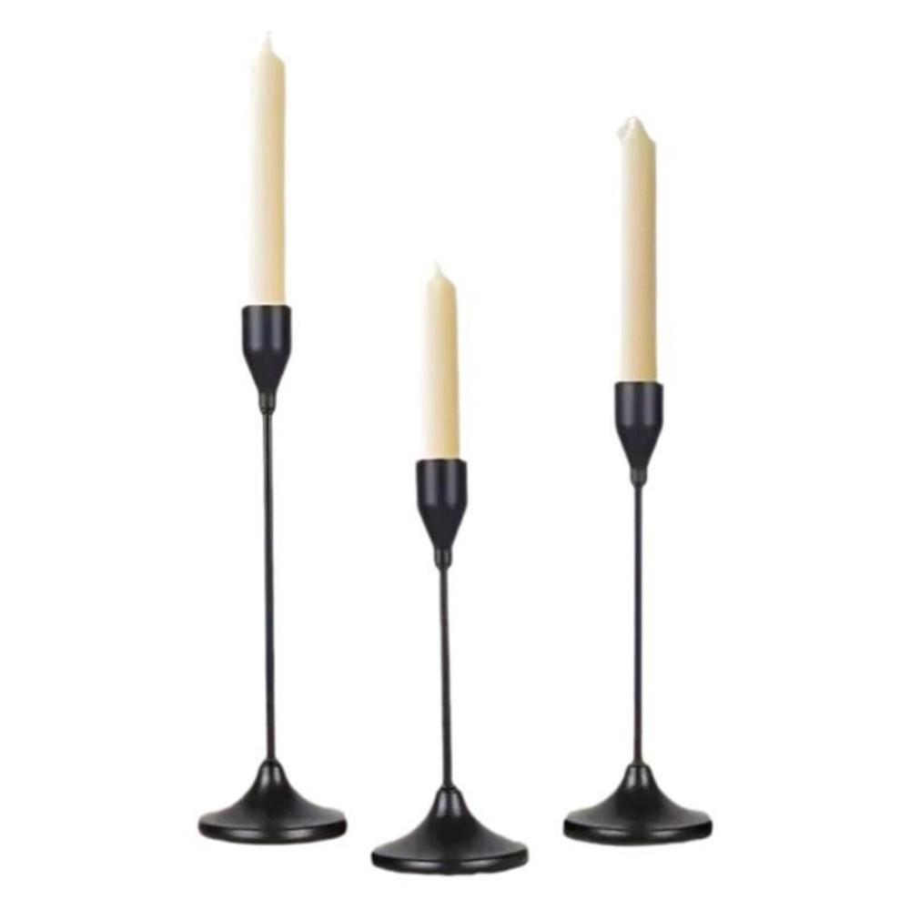 3Pcs/Set Minimalist Retro Style Tabletop Candle Holders Metal Exquisite Candlelight Dinner Props Home and Hotel Decoration