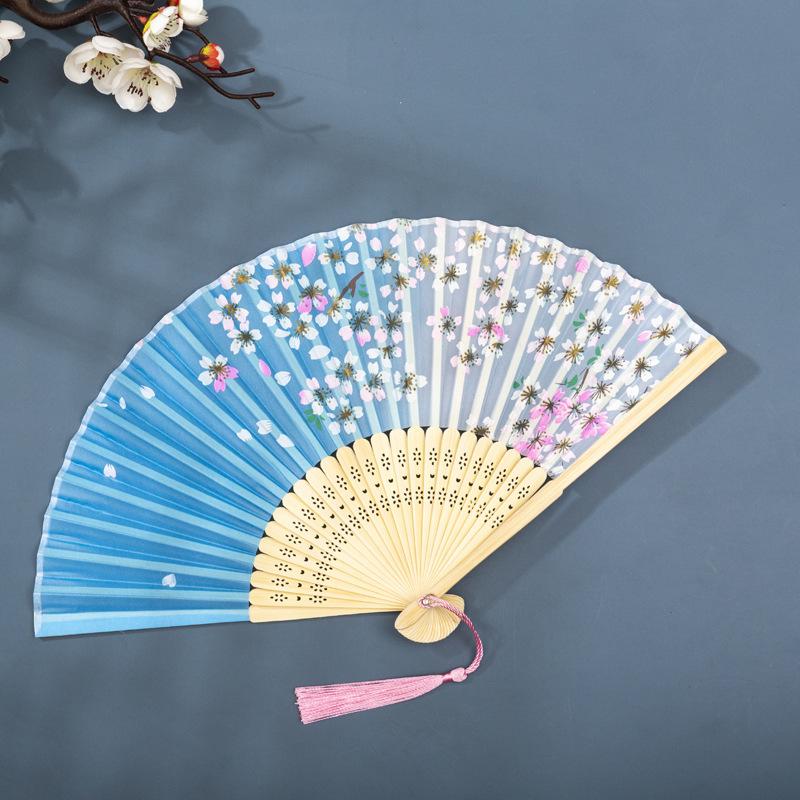 Classical Chinese Dance Fan - Handmade Bamboo Folding Fan for Wall Decor, Performance Costume & Partition Screen