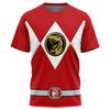New Power Rangers Dinosaur Totem Nostalgic T-shirt for Sports and Fitness, Loose Large Size, Adult and Children's Short Sleeves