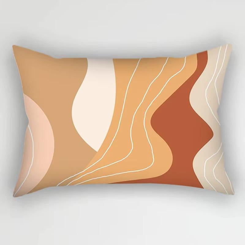 Rainbow Geometric Pattern Plant Print Decorative Pillowcase Bedroom Living Room Office Cushion Home Decor Rectangular Pillowcase