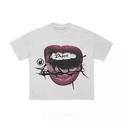 Cotton T-shirt Aesthetics Graphic Print Hip Hop Oversized Top Rock Gothic Streetwear Short Sleeve T-shirt Punk Retro Tee EMO