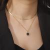 Black Round Pendant Necklaces for Women Stainless Steel Gold Double Layer Choker Necklaces Wedding Jewelry Gift