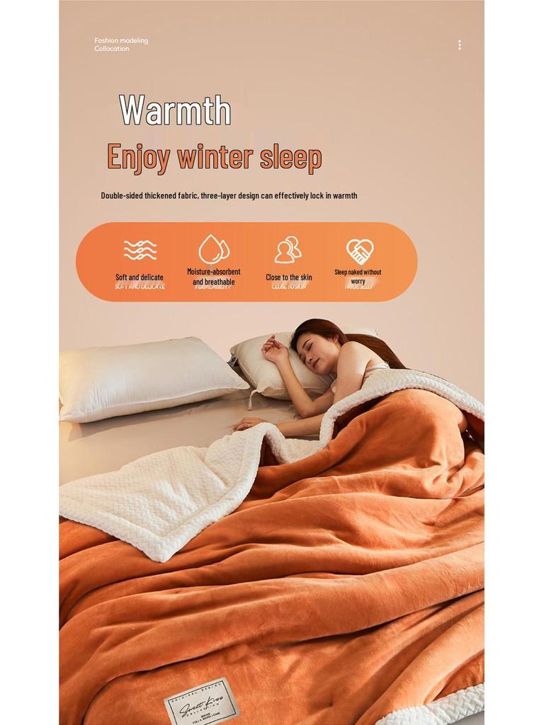 Thickened Three-Layer Milk Velvet Baby Blanket, Machine Washable Fleece Gift Cover
