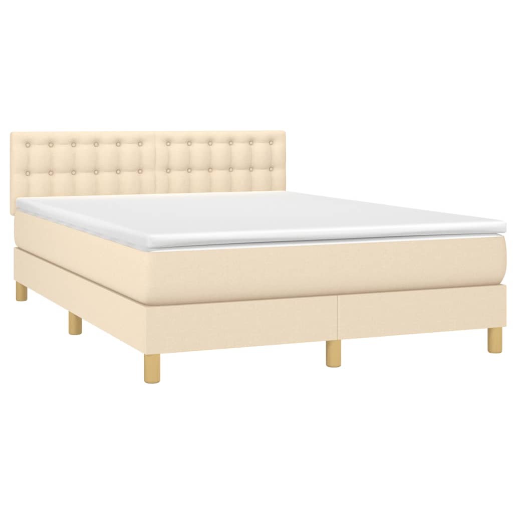Box Spring Bed with Mattress Cream 140 x 200 cm Fabric