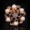 Crystal Pearl 3D Flower Brooch Dual-purpose Ring Design Corsage Pin Long-lasting Color Exquisite Hypoallergenic BFF Gift