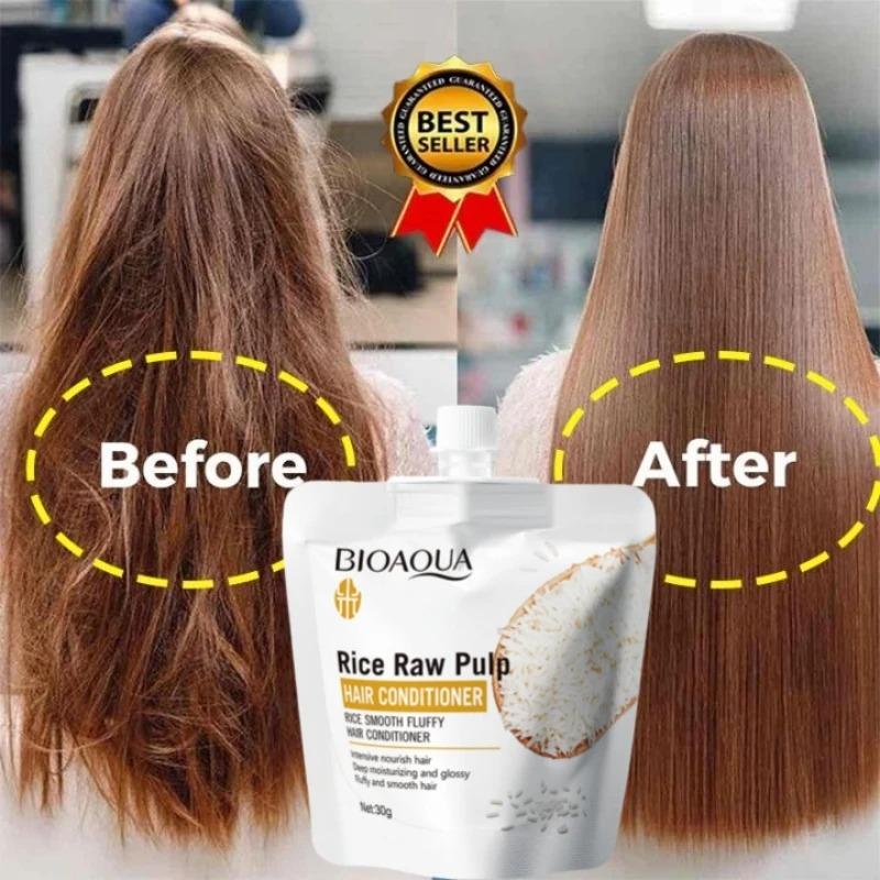 Rice Puree Hair Conditioner 30G Per Bag Hair Strengthening Split Ends Repair Nourishing Smoothing Brightening for Dry Hair