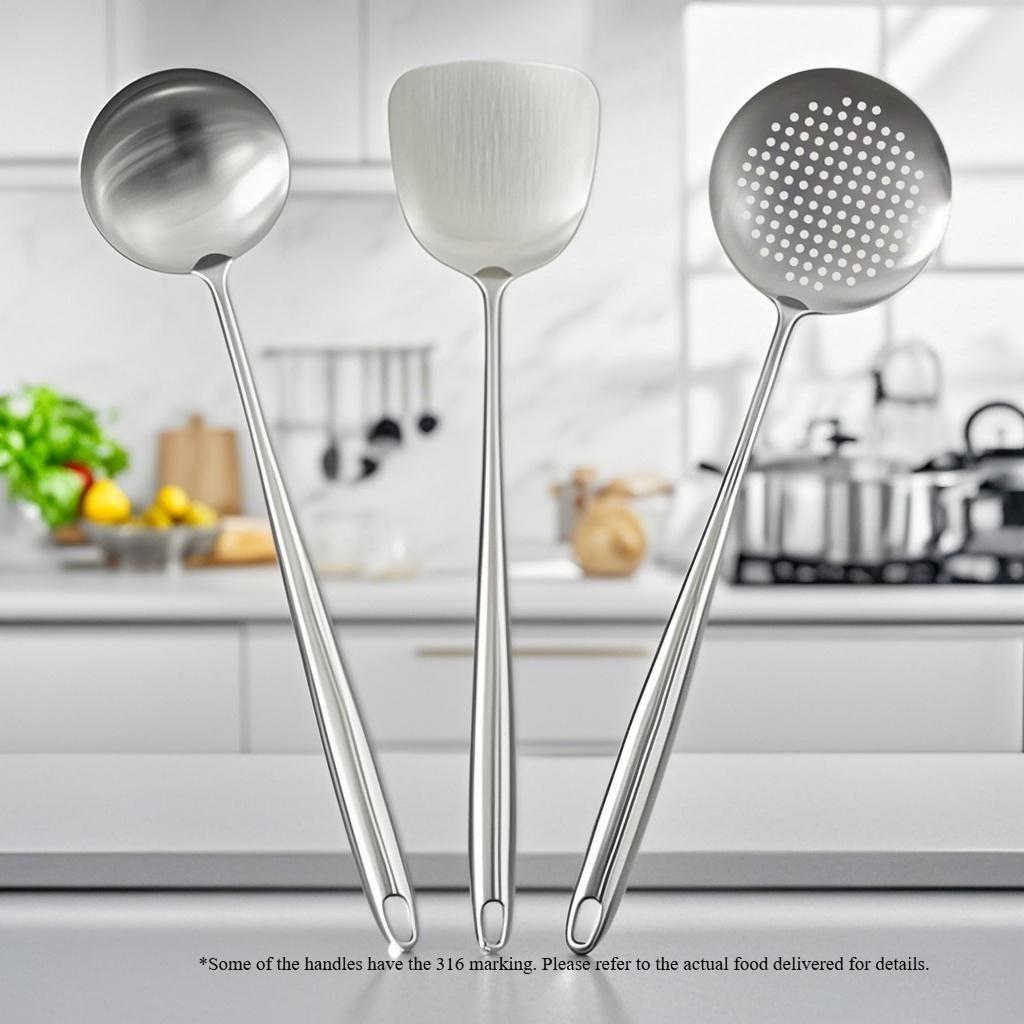 304 Stainless Steel Wok Spatula Metal kitchen utensils Slotted Turner Spoon Ladle Cooking Tools Utensil Set Kitchen Accessories