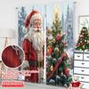 2pcs 2D Flat Printing Merry Christmas Curtain Santa Bird Christmas Tree Snow Fabric Without Electricity Festive Wall Decor for