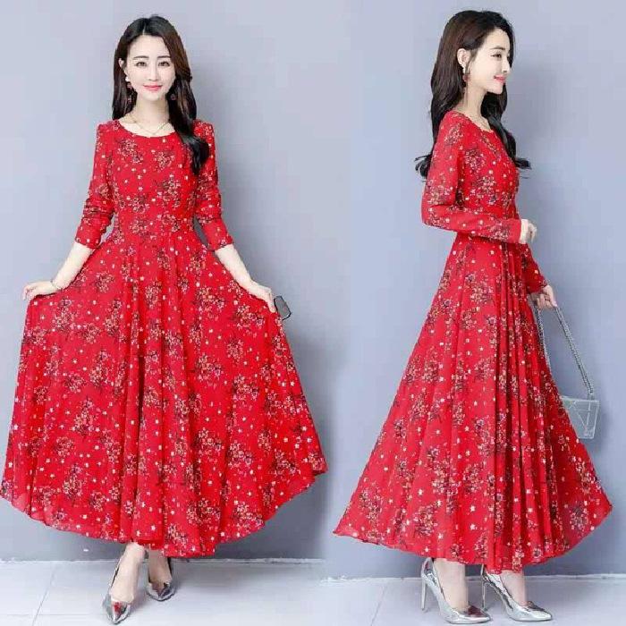 Long-sleeved dress spring and autumn new women s clothing wide too temperament popular skirt autumn and winter M