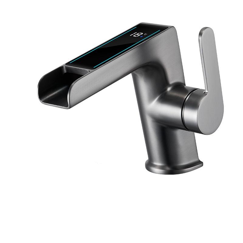 LED Bathroom Basin Faucet Hot and Cold Crane Brass Digital Display Sink Mixer Single Lever Sink Faucet Water Faucet Crane
