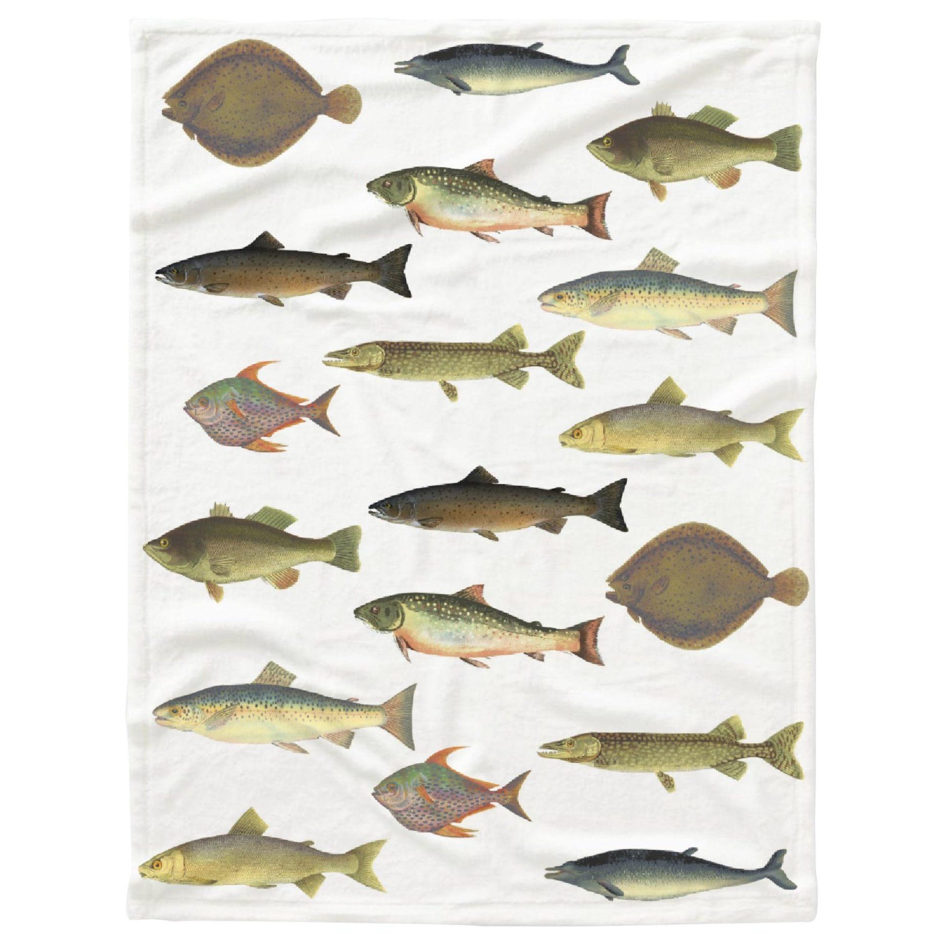 

Vintage fish white Printed Blanket for Sofa Bed Travel Camping Living Room Office Conditioning Blanket for All Seasons Gifts 100x150cm