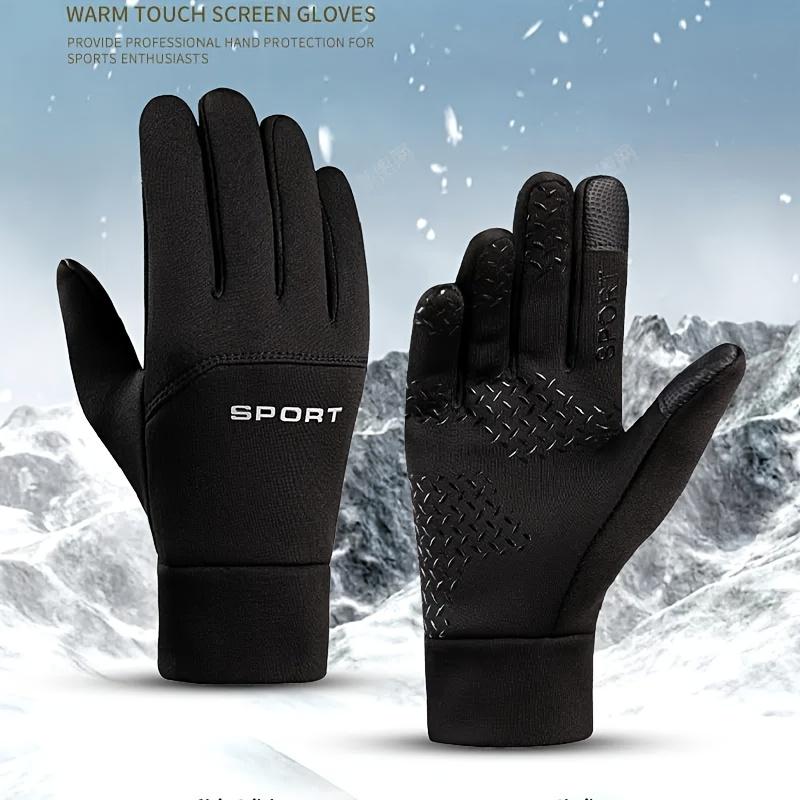 Men's Winter Cycling Gloves - Touchscreen Compatible, Waterproof Knit Fabric with Non-Slip Grip, Hand Washable