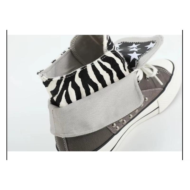 Men's Women's Outdoor High Canvas Shoes Couples Breathable Rivets Increase Casual Shoe