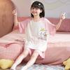 Girls Modal Cotton Pajama Set Short Sleeve Lightweight Sleepwear Cartoon Print Home Outfit Kids