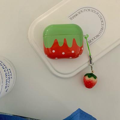 Cute Exquisite Red Strawberry Suitable For Apple AirPods 4 3 2 1 Pro Bumper Soft Case Headphone Protective Cover White Polka Dot