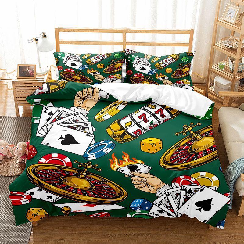 Poker Bedding Set Clown Poker Cards Game Theme Duvet Cover Set Geometric Pattern Comforter Cover For Kids Adults Bedroom Decor