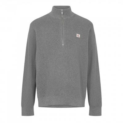 Mens Waffle Knit Quarter Zip Jumper
