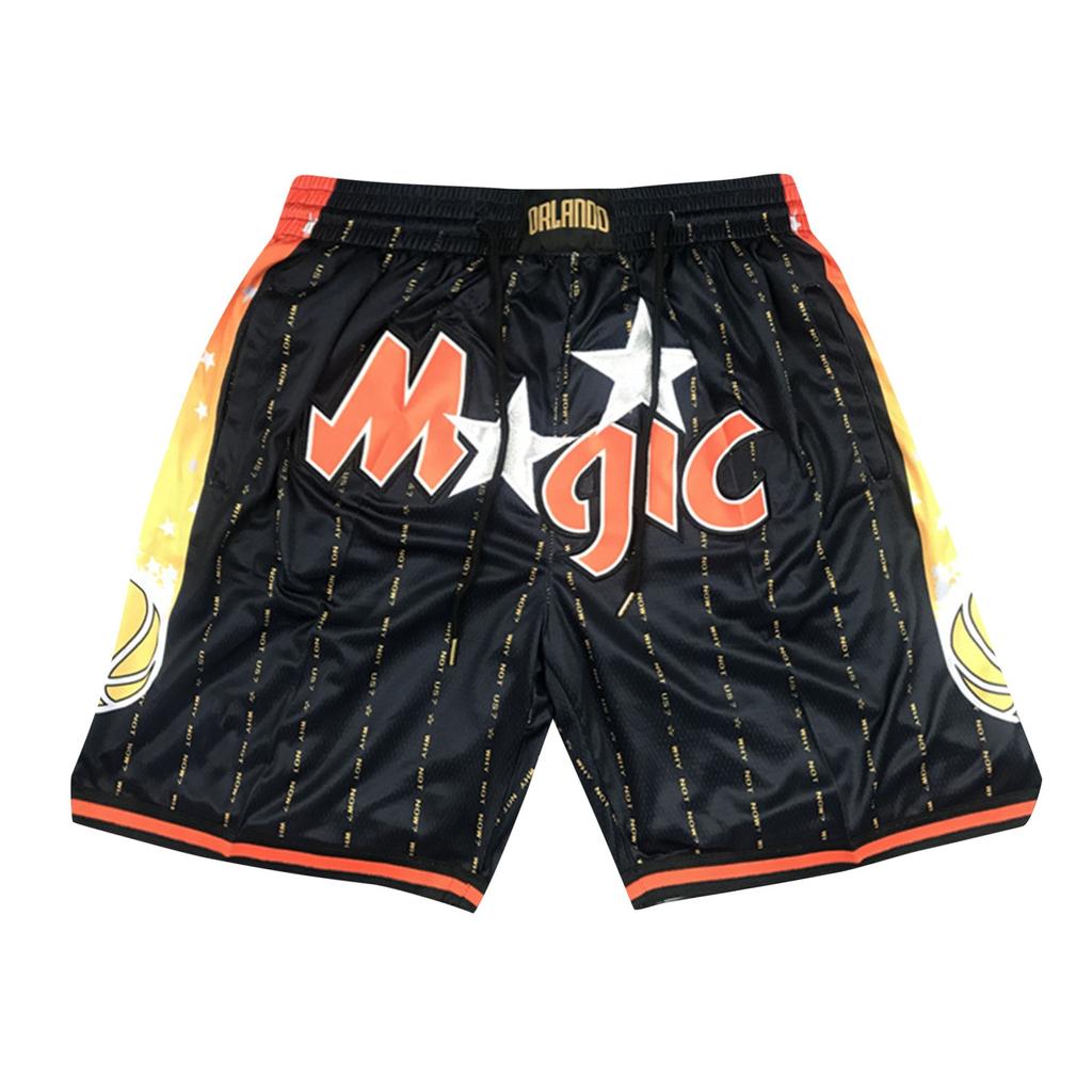 Magics Retro bestickte verkürzte Basketball-Shorts mit Kordelzug, Trainingsshorts